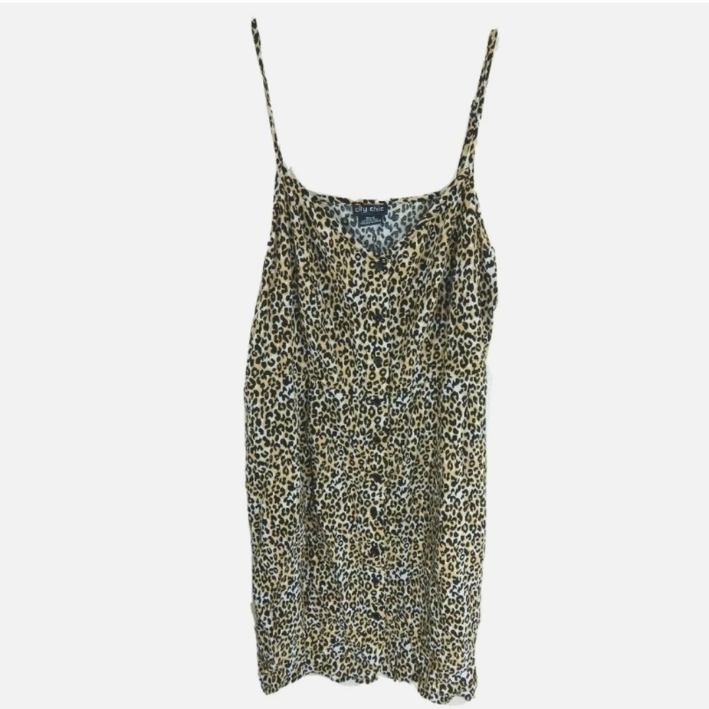 City Chic Leopard‎ Print Button Down Tank Dress